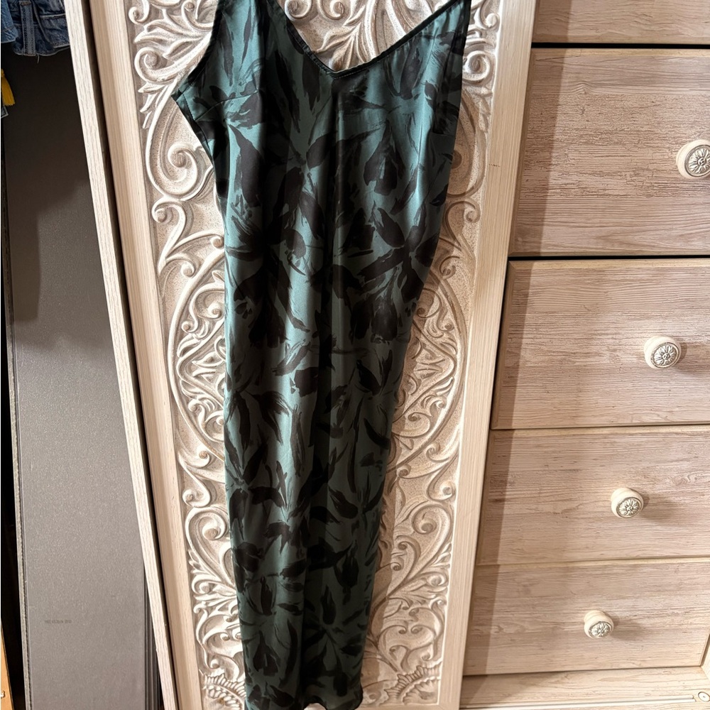 a new day Dark Green and Black Satin Slip Dress